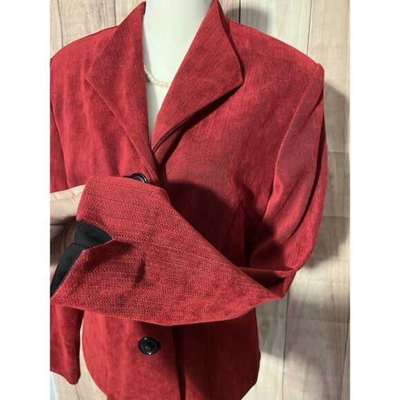 Perceptions Vintage Red Blazer Womens Size 12 Button Up - Picture 5 of 8